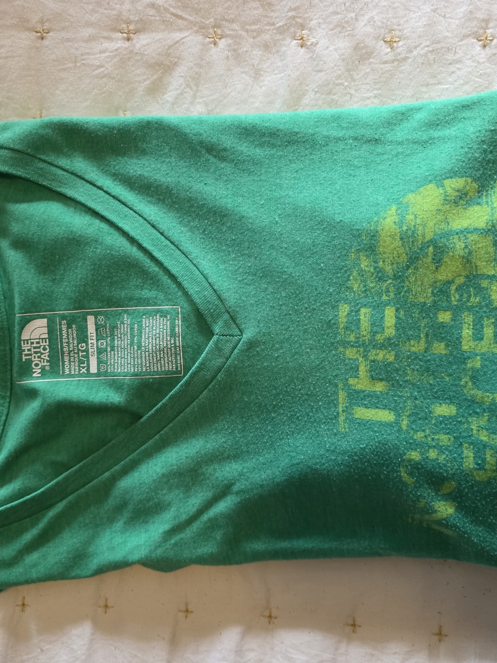 The North Face Green V-Neck Logo Tee - Picture 1 of 4